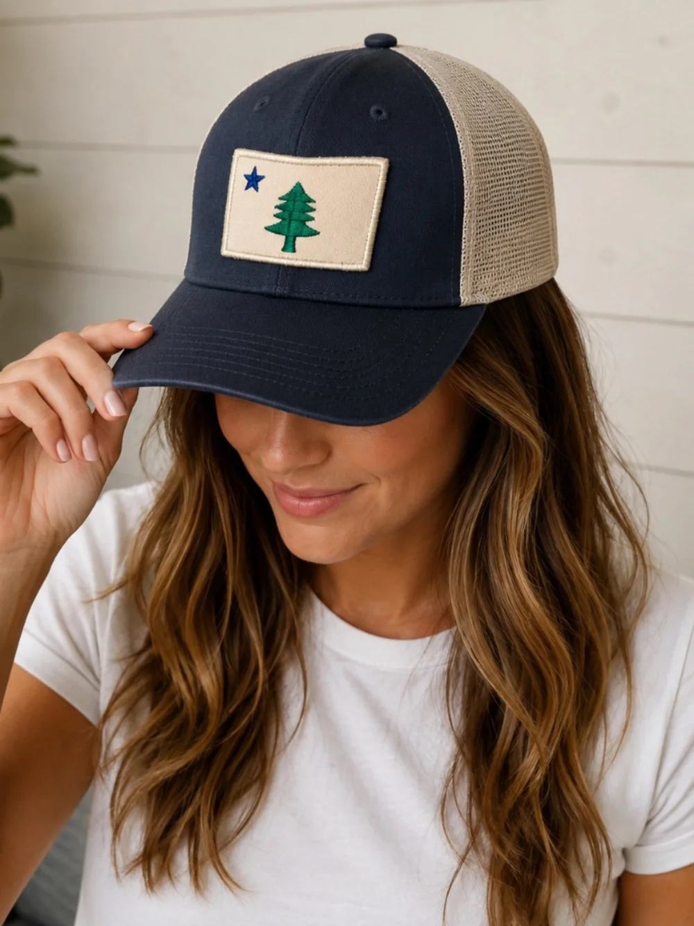 Belted Cow Company Maine 1901 Flag Navy Mesh Trucker Hat Adjustable